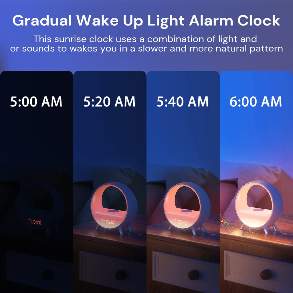 Gradual Sunrise Alarm Clock with Wireless Charging